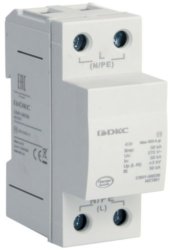 Ограничитель импульсных напряжений УЗИП DKC Jupiter 2п L-N классI 50кА картинка